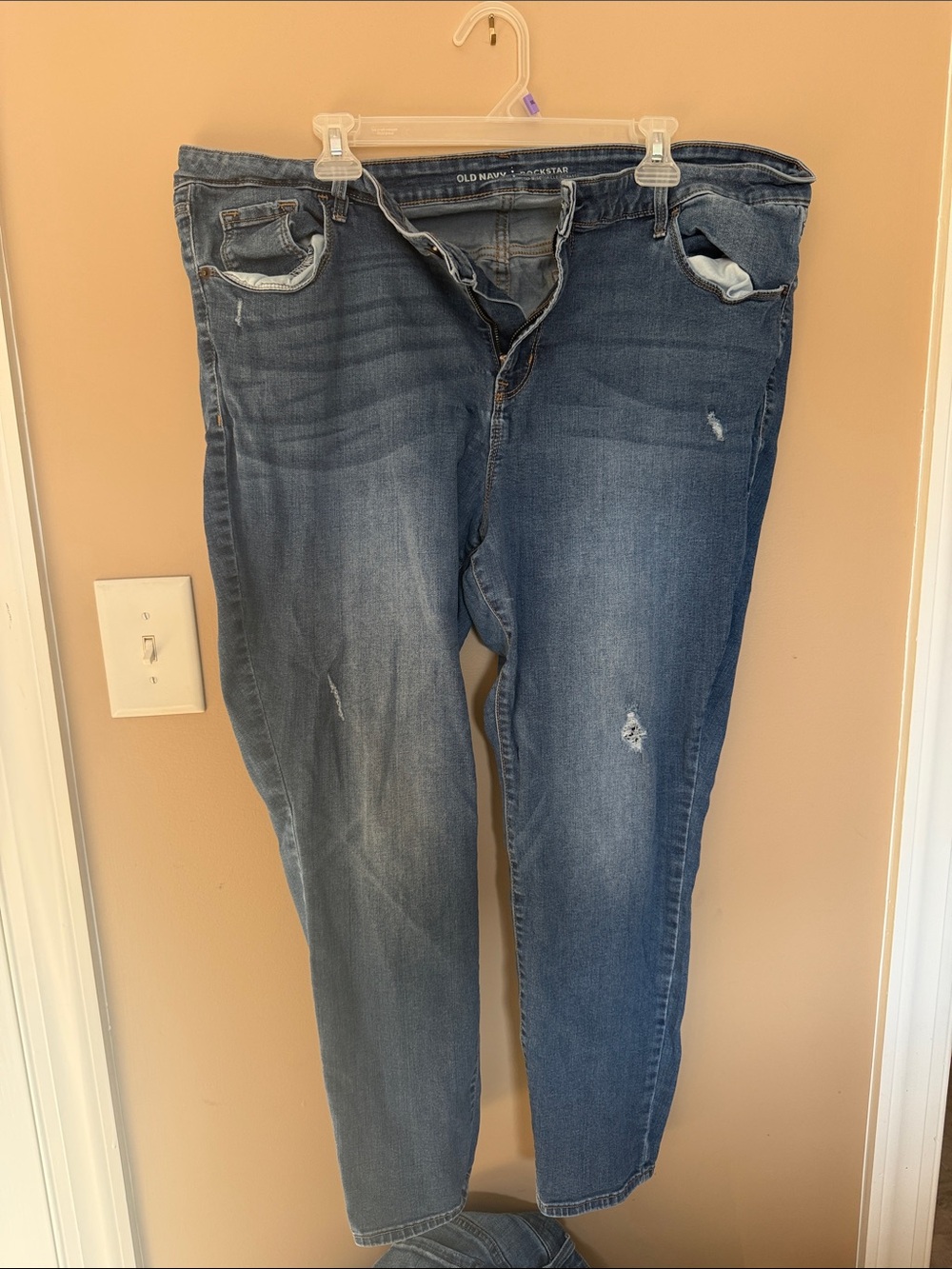 Old Navy Blue Boyfriend Jeans with Subtle Distressing